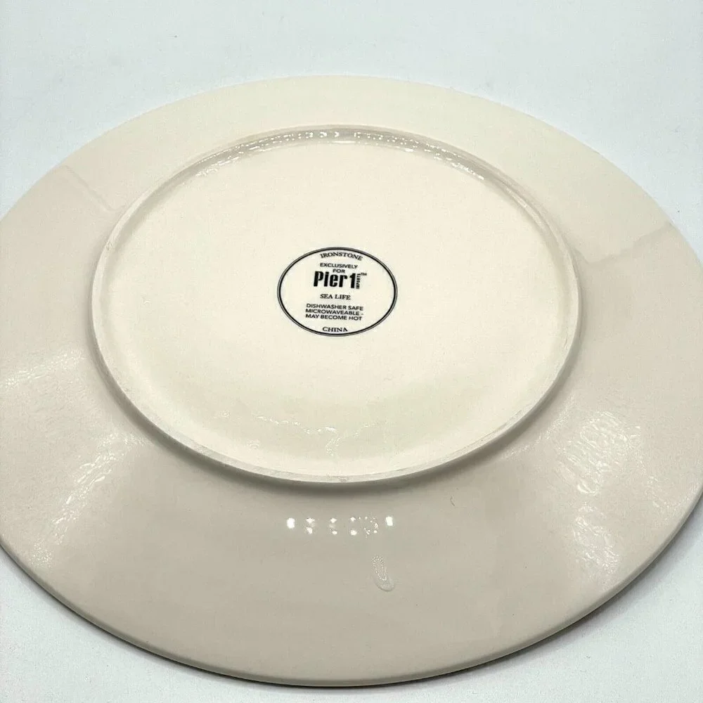 Pier 1 Sea Life RARE Discontinued Pattern Stoneware Ceramic Dinner Plate 10.75